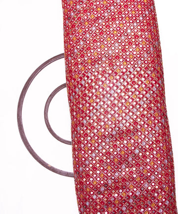 Red Colour Thread Embroidery Georgette Fabric
